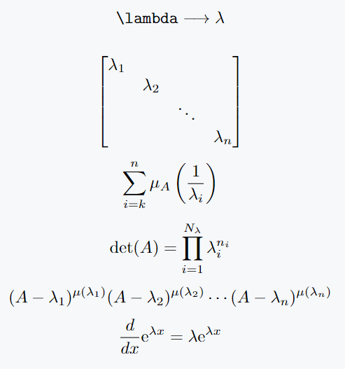 How do you write lambda(λ,Λ) symbol in LaTeX?